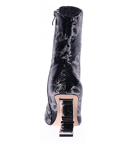 Ninety Union Princess Short Bootie With Cool Metal Heel, Black Snake, 103