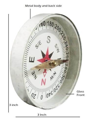 Image of Professional Magnetic Compass 75mm, Metal Body with Glass Front,Directional Navigation Tool for Educational, Travel, Home Use
