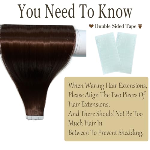 Image of Tape in Hair Extensions,20pcs 50g 24 Inch Medium Auburn Hair Extensions Straight Tape in Extensions Double Sided for Skin Weft Synthetic Hair