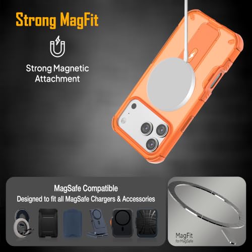 Image of ZAP CASE Matte Kickstand Case for iPhone 17 Pro Max | Magsafe Compatible | Premium Polycarbonate Back + Flexible TPU Bumper | Foldable Stand | Military-Grade Drop Protection | Anti-Fingerprint |Orange