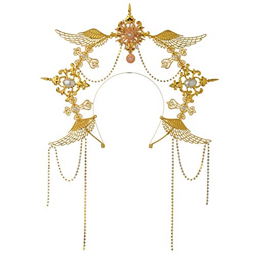 BLESSUME Halo Crown Mary Goddess Headband Women Halloween Costume Headpiece (Gold 11)