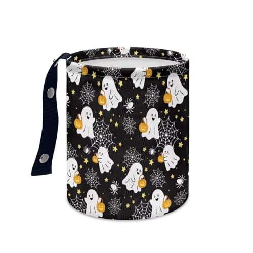 Image of Cute Ghost Car Trash Bag, Car Trash Can - Cute, Portable, Collapsible for Back Seat, Floor,Hanging Headrest Waste Basket - Auto Garbage Accessory