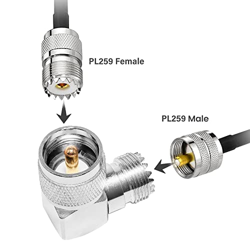 Anina Adaptador Antena UHF Macho PL259 a Hembra SO239 Ángulo miniatura 5