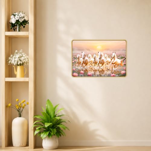 Image of 7 Running Horses Vastu Photo Frame, 8x12 Inch