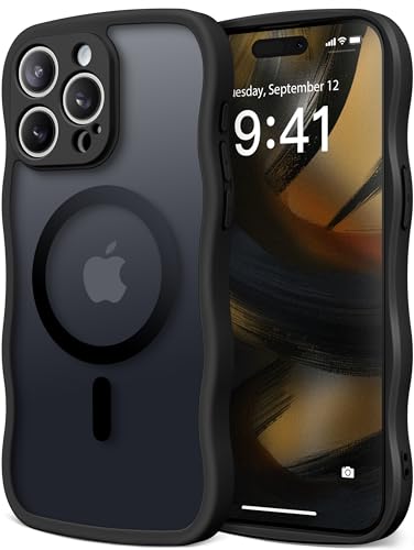 CAPRARO Cute for iPhone 15 Pro Max Case, Compatible with MagSafe Black