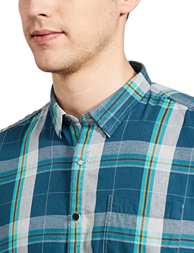 Image of blackberrys Men Slim Fit Urban Teal Green Shirt (Size : 46)