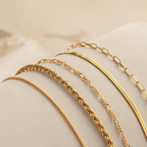 Bracelets 14k Gold Link for Women Waterproof, Trendy Boho Chic Hand Wristband2