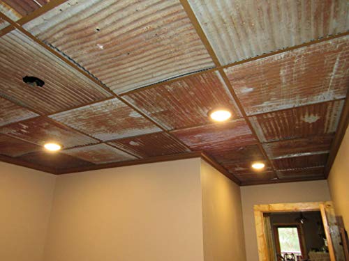 Upcycled 2'X2' Dakota Barn Tin Ceiling Tile - Majority Rust - Works With Standard Drop Grid #TOP2