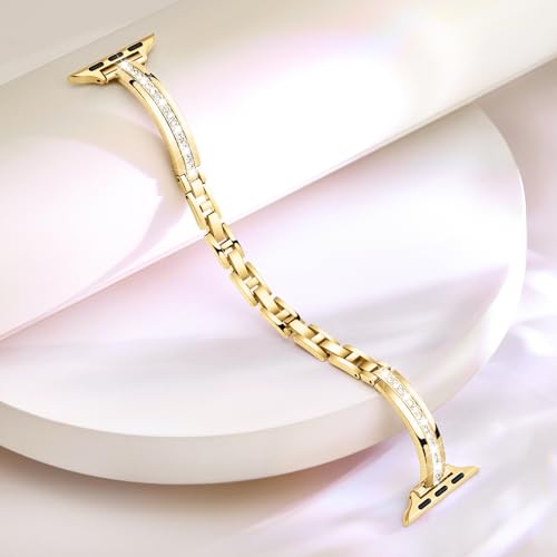 Image of Missair Bands Compatible with Apple Watch Band 38mm 40mm 41mm 42mm 44mm 45mm 46mm 49mm for Women, Slim Metal Dressy Jewelry Bracelet with Bling Diamond for iWatch Series 11 10 9 8 7 6 5 4 3 SE Ultra