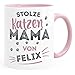 Produktbild SpecialMe® Kaffeetasse Geschenk Katzenbesitzer Spruch personalisierbar stolze/r Katzenmama/Katzenpapa von und Katzen-Name Mama inner-rosa Keramik-Tasse