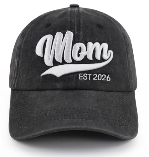 Image of 2PCS Mom and Dad EST 2026 Hat, 3D Embroidered Adjustable New Parents Gifts Baseball Cap