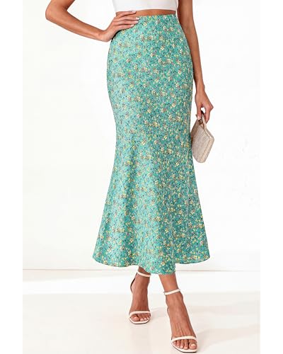 Image of BTFBM Satin Skirts for Women Trendy 2026 Summer Fall | High Waisted A-Line Leopard Print,Floral Print, Business Casual,Cocktail,Wedding Guest,Long Silk Midi Skirt