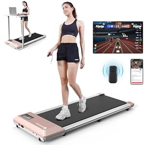DeerRun 2024 Upgrade Treadmills for Home, Smart Raceable Powerful Quiet Walking Pad Treadmill, Remote Control & Smart App Desk Treadmill for Family Beginners, 300lbs Capacity, No-Assembly