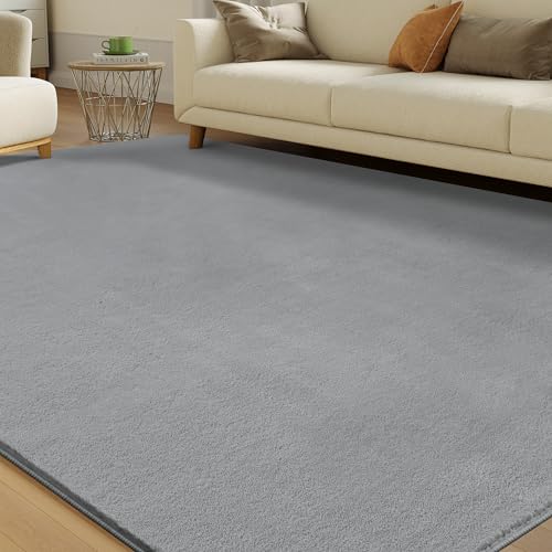 CASTLYE Solid Washable Area Rug - 10x14 Medium Pile Faux