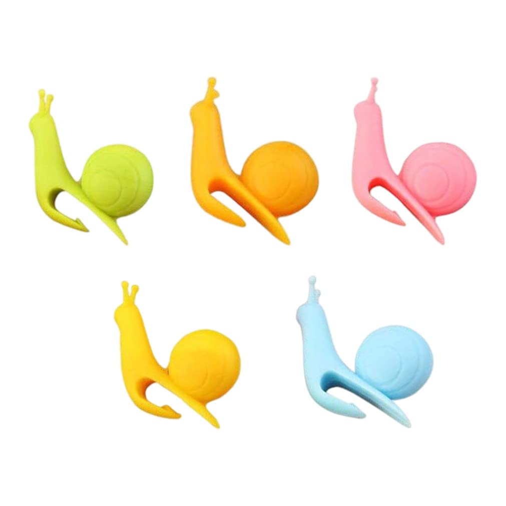 StaZamor 5PCS Mini Snail Shaped Silicone Tea Bag Holder, Reusable Glass Marker Identifiers, Tea Bag Tag for Cups, Accessory for Lovers