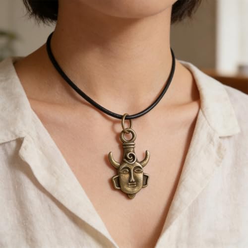 Ludom Collier et pendentif Summersha Supernatural en bronze antique, inspirés de l'amulette de protection de Dean Winchester, avec pendentif en similicuir et collier en similicuir. – vue 6