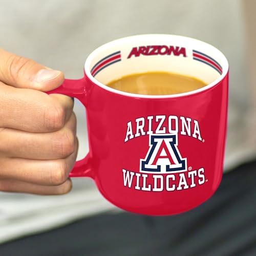 Image of Logo Brands NCAA Arizona Wildcats 15 oz Stripe Coffee Mug - Vintage Team Logo, Inside Print & Stripes, Microwave & Dishwasher Safe- Great Gift For Fans & Alumni