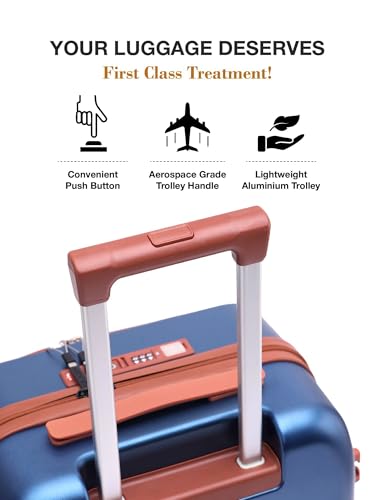Image of FUR JADEN The Wayfarer Polycarbonate Travel Luggage Suitcase with 8 StealthTech Silent Shock Absorbing Wheels, TSA Lock & Aviation Grade Telescopic Trolley (Cobalt Navy, TechPro Set)