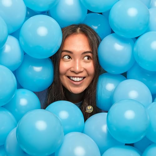 Image of AFTERLOON Biodegradable Natural Rubber Latex Mini Balloons 50 pcs Blue 5 Inch, Plastic-Free Alternative Matte Color Durable Thickened Extra Strong Helium Float, Garland Arch Wedding Decor