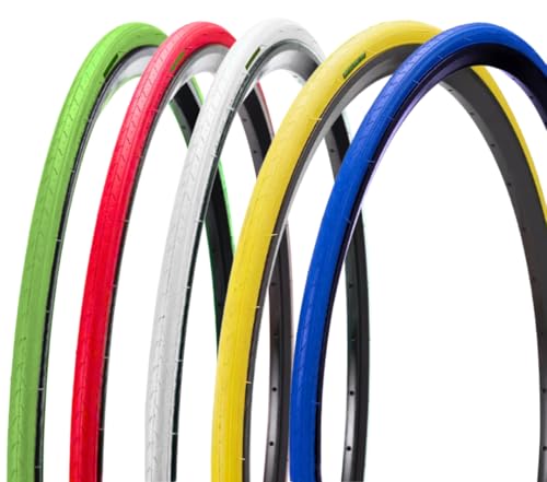 Cubiertas de Colores 700 x 23 C (23-622) neumáticos Slick Fixed para Bicicleta de Carreras, neumáticos de Carretera (Blanco)