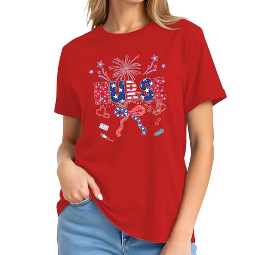 Image of 4th of July Bow Tank Top Women-Vintage American Bow Sleeveless Shirt USA Flag Tee Top Patriotic Tank Top