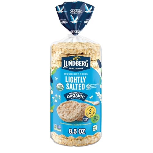 Lundberg Organic Brown Rice Cakes, Lightly Salted, Gluten-Free, Vegan, Healthy Snacks, 8.5 Oz