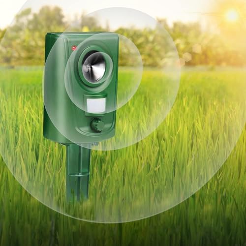 Kimroxi Cat Scarers for Gardens Cat Repellent Ultrasonic Waterproof Fox Deterrent Easy to Use Motion Activated Animal Repeller Battery Operated Outdoor for Squirrels Dog and More