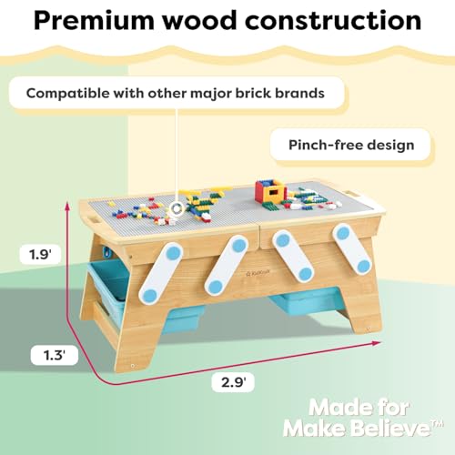 image for KidKraft Building Bricks Play N Store Wooden Table, Children's Toy Sto