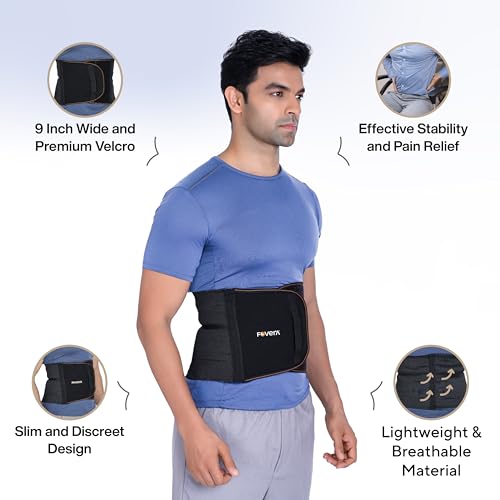 Image of FOVERA Abdominal Belt 9 Inch, Ideal for Lower Back Pain Relief, Slimming Waist, Post Delivery for Tummy Reduction, Breathable Material For Men & Women (Size - XXL, 1 Unit)