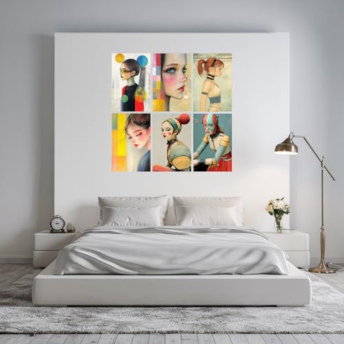 Image of SiddArtify Modern Portrait Wall Art Prints Set - Fashion Illustration Poster Decor for Living Room Bedroom Office - 8x12 inch Board Pack of 6