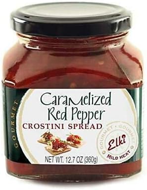 Elki's Gourmet Caramelized Red Pepper Crostini Spread, 12.7 Ounce Jar