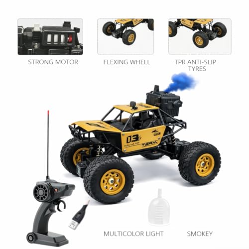 Image of Braintastic Rock Climbing RC Cart Off-Road Rock Crawler Truck Vehicle 2.4ghz 2wd 1: 20 Radio Remote Control Car Toys for Kids 5+ Years (Golden)