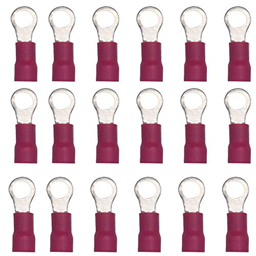 CEEYSEE 100x Kabelverbinder 0.5-1.5mm² Loch-Ø M4 Ringkabelschuhe Abzweigverbinder - Für Elektrische Crimpkabelschuhe Kable Teillisoliert PVC Kabel-Verbinder(Rot/DPRH4) Cover