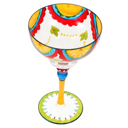 VICASKY Handbemaltes Margarita Glas Zitrone Blumen