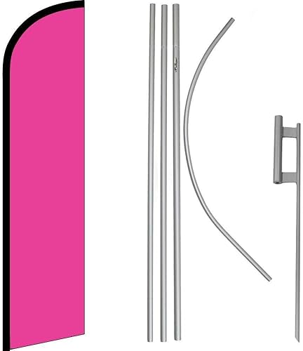 Premium Magenta Plain Solid Color Windless Flag & 16' Flagpole KitGround