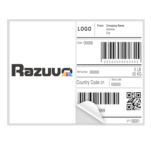 100Pcs Return Address Labels, Razuvo 5-1/2'' x 8-1/2'' Printable Shipping Labels Standard Mailing Labels for Laser & Inkjet Printers, Strong Adhesive Sticker Labels (50 Sheets - Easy to Peel） -  0314