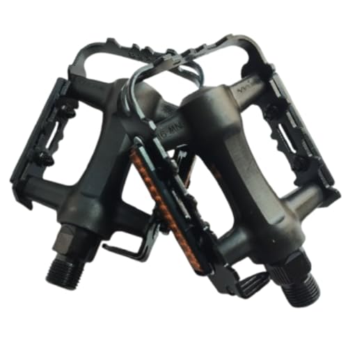 ANDINUS Pedales de Aluminio y Polímero Reforzado para Bicicleta MTB, BMX, Urbana, Montaña, City con Reflectores Desmontables y Eje de Acero, Rosca 9/16', Ligeros y Resistentes (80028-B)