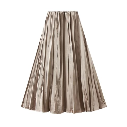 Women's Pleated Skirt Elegant A-Line High Waist Crinkled Midi Skirts Casual Summer Outfits