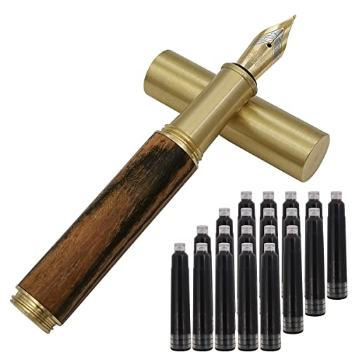 Sipliv 67660877010 Handcrafted Brass Wooden Fountain Pen Short Paragraph (85Mm) Pocket Mini Travel Pen thumb #1