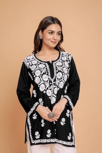 Image of Sidhidata Women Rayon Regular Stylish Kurti with 3 /4 Sleeves & Beautiful Neck Embroidery Ideal for Casual Office Wear & Everyday Comfort (Kurti Angell)