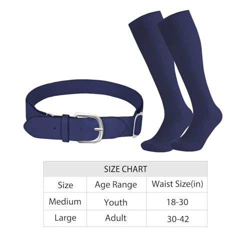 Youth Adult Baseball Softball Socks and Belt Combo, Athletic Cushioned Socks for Boys Girls Men Women2