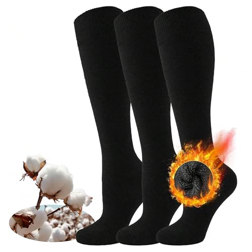 PS PROUTHS Calcetines Térmicos Altos Hombre, Calcetines Térmicos Altos Mujer, Calcetines Largos Suaves con Rizo Interior (FR/ES, Números, 40, 46, Regular, Regular, Algodón)