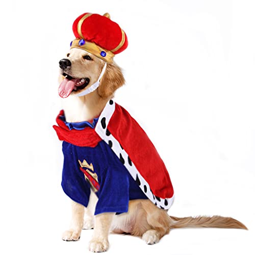MeiAOBest Pet Party King Hut und Umhang Set Party Dress Up Kostüm Weicher Zweiteiliger Umhang Kätzchen Welpen Cosplay Krone King Umhang Kleidung für Katzen Hunde (Medium) Cover