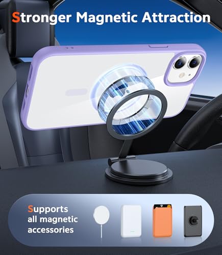 Image of FNTCASE for iPhone 12 Case Clear: iPhone 12 Pro Case Magnetic Phone Cases Compatible with Magsafe Slim Anti Yellowing Military Grade Drop Protection Protective Transparent Cover (B-Light Purple)