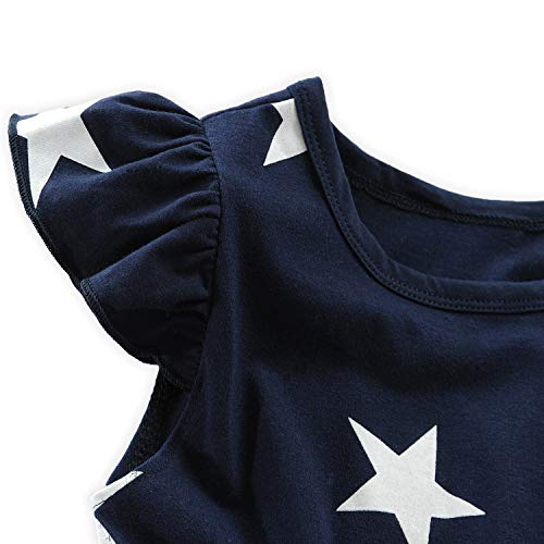 CM-Kid 4th of July Dress Toddler Girls American Flag Striped Sundress Kids Patriotic Outfit4