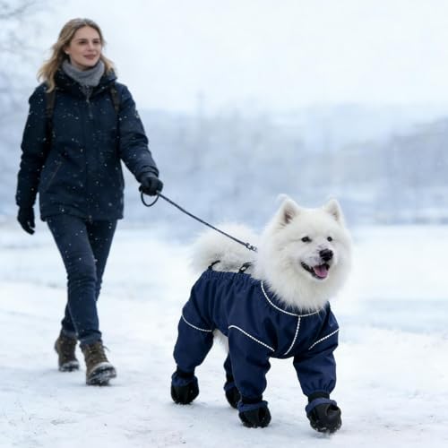 Ropa de invierno para perros pequeños y grandes con botines 3