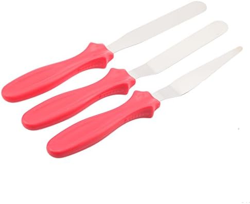 3 Piece Stainless Steel Cake Spatula Set, 4 inches Straight and Offset Butter Cake Cream Icing Spatula