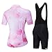 Uriah Women's Bicycle Jersey Bib Shorts Black Sets Short Sleeve Pink Love Size XXXL