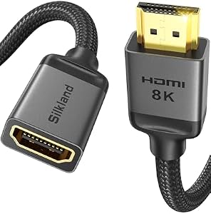 Silkland 8K HDMI Verlängerung 1m [4K@120Hz] eARC HDR10+ für Fire TV Stick, 48Gbit/s HDMI Verlängerungskabel 2.1 für Mac mini M4/MacBook Pro, Soundbar, 8K OLED TV, 4K Blu-ray, Laptop, PS5 Pro, Switch2