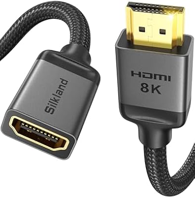 Silkland 8K HDMI Verlängerung 1m [4K@120Hz] eARC HDR10+ für Fire TV Stick, 48Gbit/s HDMI Verlängerungskabel 2.1 für Mac mini M4/MacBook Pro, Soundbar, 8K OLED TV, 4K Blu-ray, Laptop, PS5 Pro, Switch2